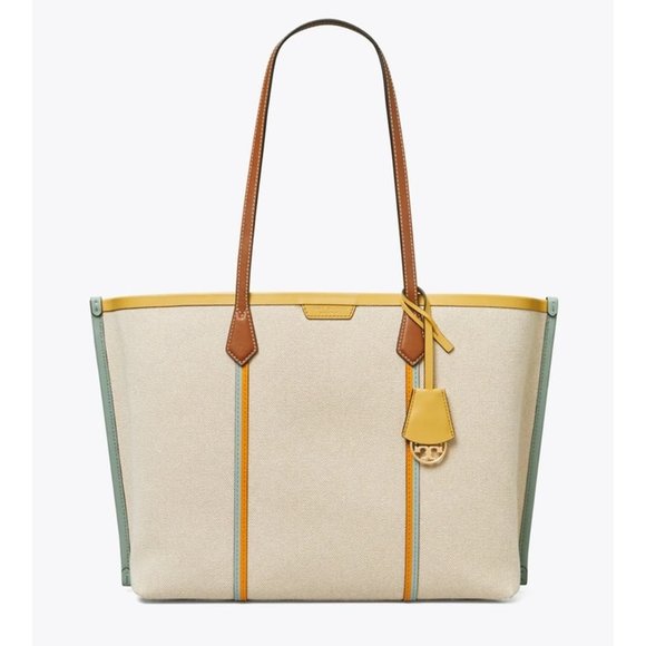 Tory Burch Handbags - Tory Burch $498 88118 Perry Canvas Triple Compartment Tote Natural NWT